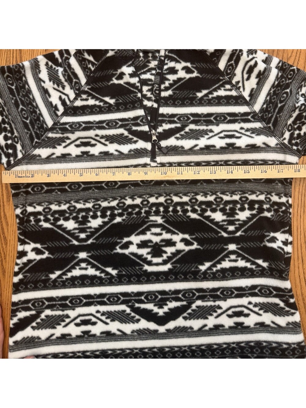 Eddie Bauer Sweater Womens Small Black White Fleece Pullover 3/4 Zipper - Picture 6 of 9